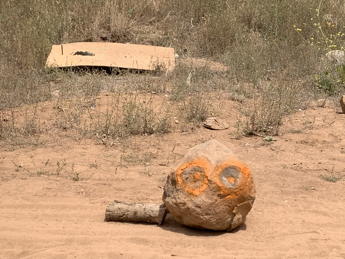 People use various things for target practice along the Blue Gouge Mine Road in the Eldorado National Forest. This future Darwin Award winner painted a target onto a rock wherein the ammunition, when hitting it, can fly right back at the shooter inflicting a mortal injury.