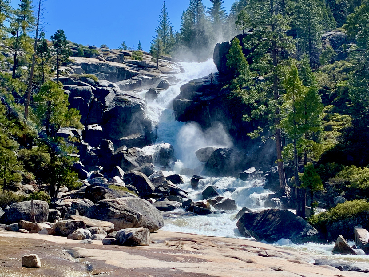 Bassi Falls is at its fullest strength in May from the snowmelt runoff. 