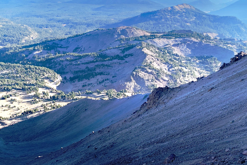 The trail to the top of Lassen Peak comes up the spine of the mountain through a series of switchbacks.