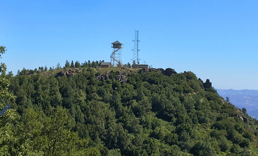 The fire tower at the top of Wright Peak on Mount Konocti.