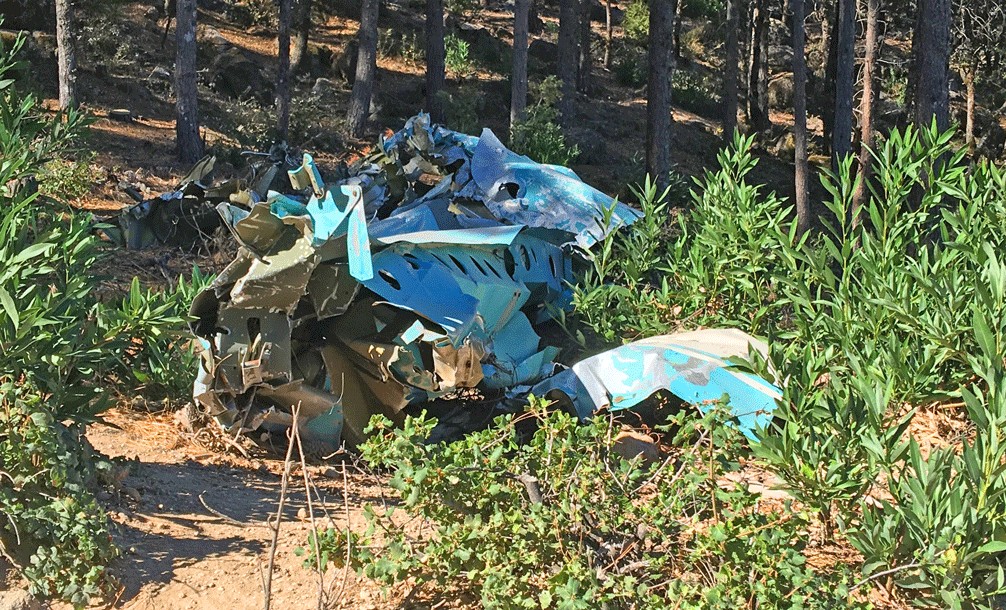 Wreckage from a plane that crashed into Wright Peak in 1970.