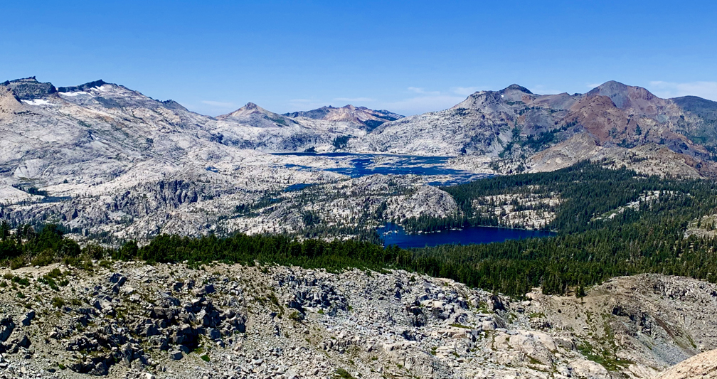 Lake Aloha and Lake of the Woods dot the landscape into Desolation Wilderness.