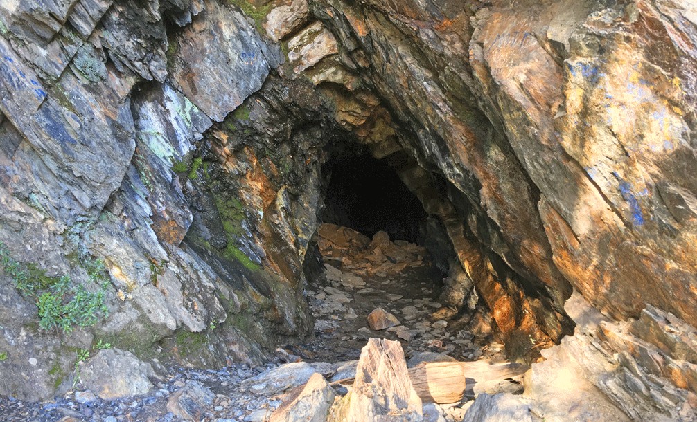 There is a cave along the trail. It may not be safe to enter as there could be a wild animal or a rattle snake inside.