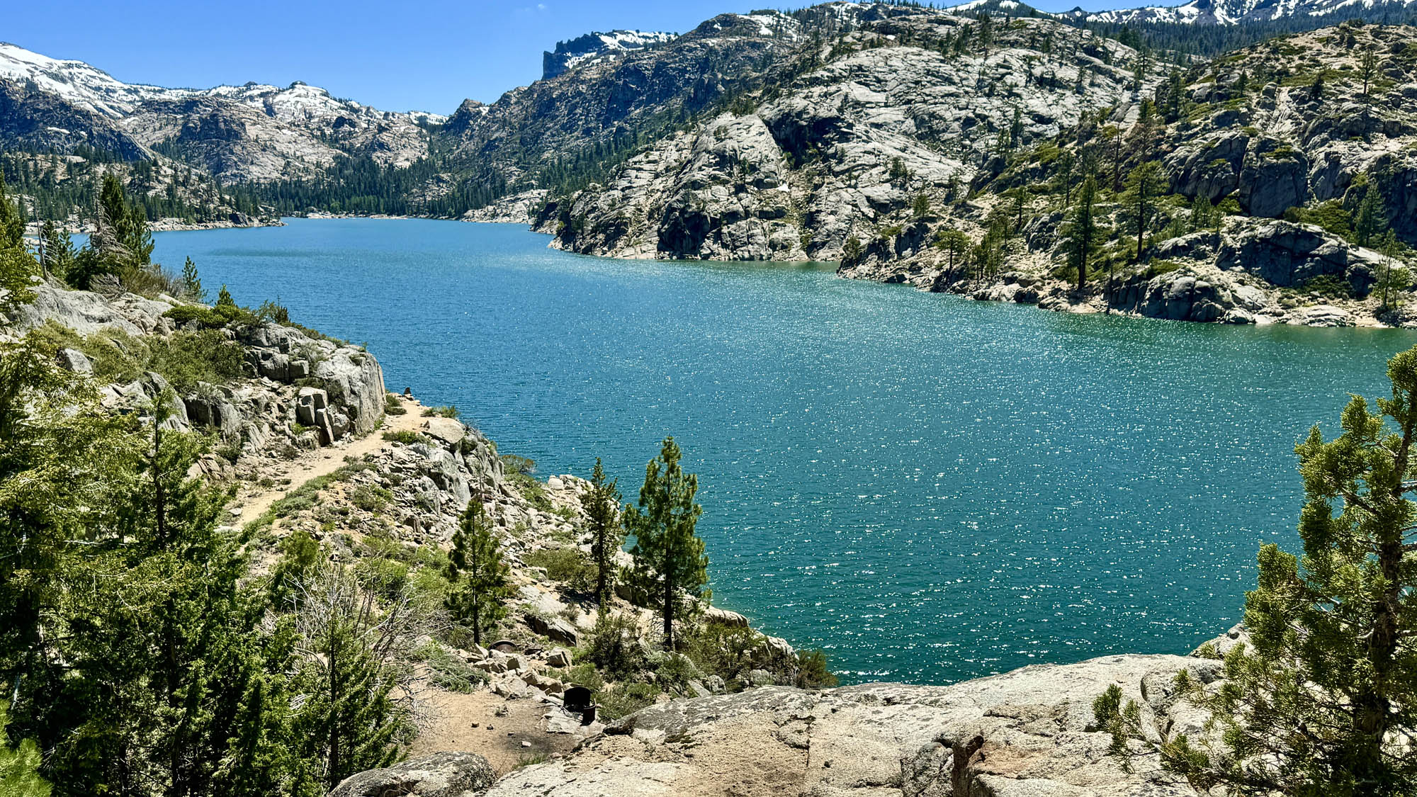 Relief Reservoir sits in the base of Granite cliffs.