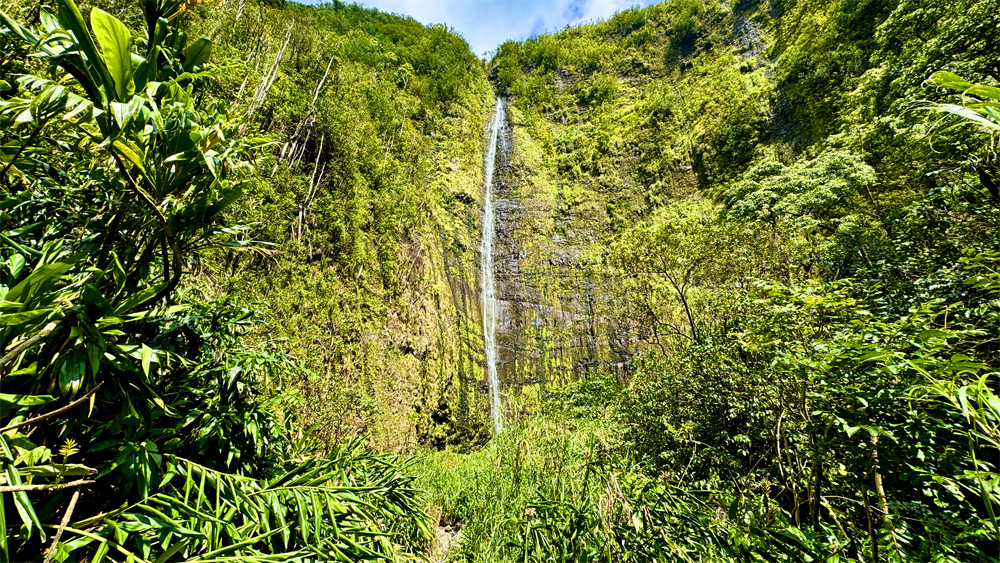 Waterfall coming down a 400 foot rock face.