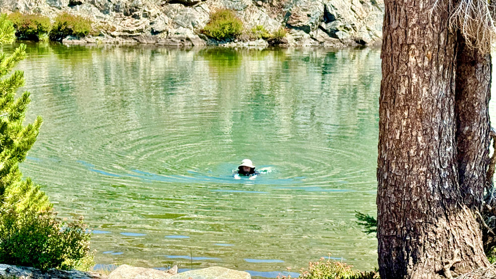 A swimmer in Crystal Lake.